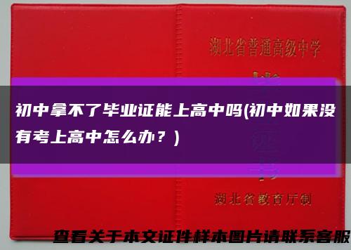 初中拿不了毕业证能上高中吗(初中如果没有考上高中怎么办？)缩略图