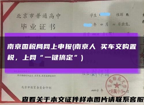 南京国税局网上申报(南京人 买车交购置税，上网“一键搞定”)缩略图