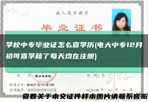 学校中专毕业证怎么查学历(电大中专12月初可查学籍了每天均在注册)缩略图
