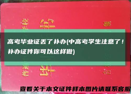 高考毕业证丢了补办(中高考学生注意了！补办证件你可以这样做)缩略图