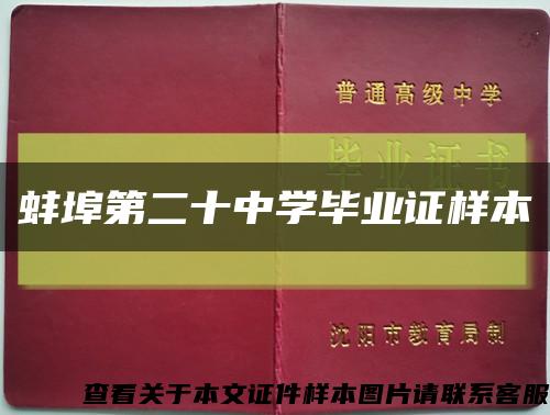 蚌埠第二十中学毕业证样本缩略图