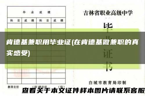 肯德基兼职用毕业证(在肯德基做兼职的真实感受)缩略图