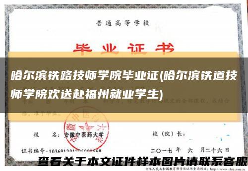 哈尔滨铁路技师学院毕业证(哈尔滨铁道技师学院欢送赴福州就业学生)缩略图