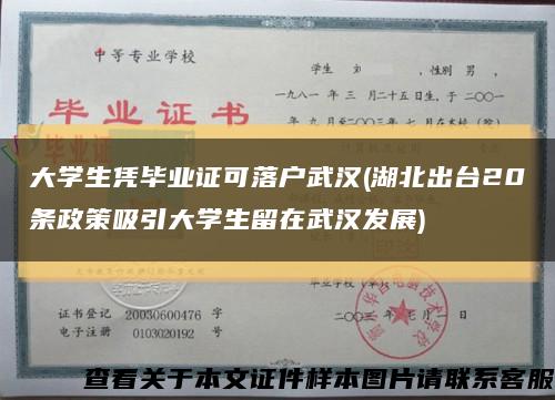 大学生凭毕业证可落户武汉(湖北出台20条政策吸引大学生留在武汉发展)缩略图