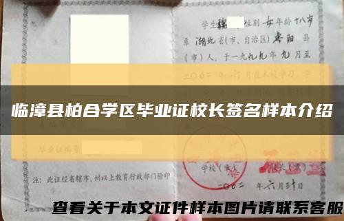 临漳县柏合学区毕业证校长签名样本介绍缩略图