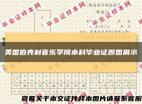 美国伯克利音乐学院本科毕业证原图展示缩略图