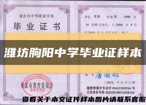 潍坊朐阳中学毕业证样本缩略图