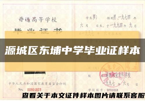 源城区东埔中学毕业证样本缩略图