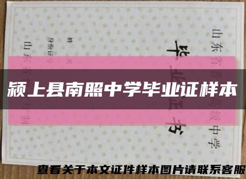 颍上县南照中学毕业证样本缩略图