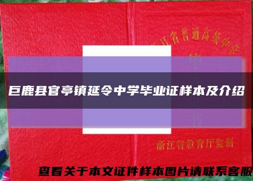 巨鹿县官亭镇延令中学毕业证样本及介绍缩略图