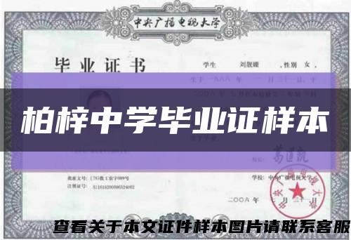 柏梓中学毕业证样本缩略图