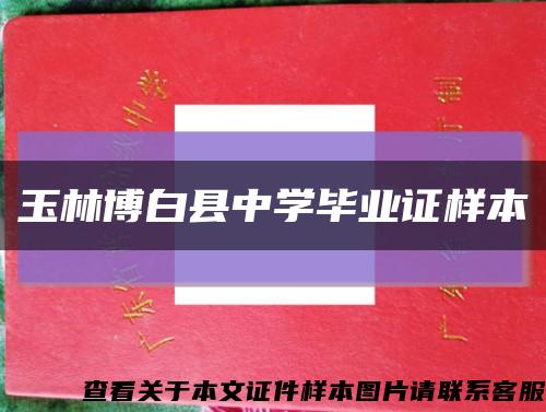 玉林博白县中学毕业证样本缩略图