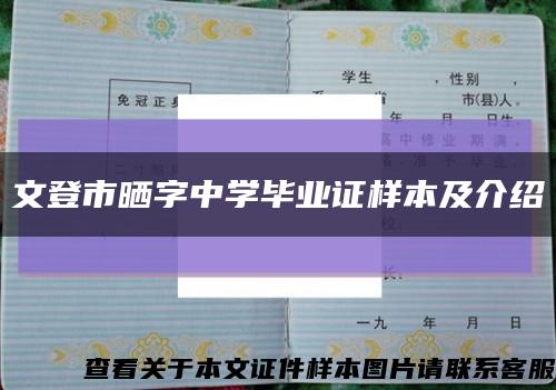 文登市晒字中学毕业证样本及介绍缩略图