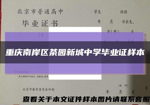 重庆南岸区茶园新城中学毕业证样本缩略图