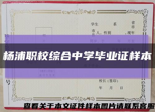 杨浦职校综合中学毕业证样本缩略图