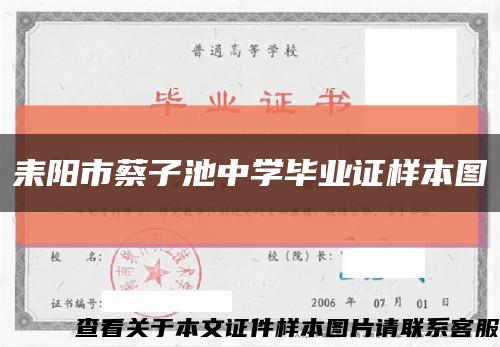 耒阳市蔡子池中学毕业证样本图缩略图
