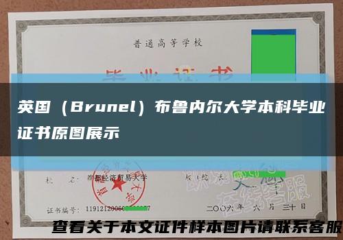 英国（Brunel）布鲁内尔大学本科毕业证书原图展示缩略图