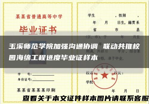 玉溪师范学院加强沟通协调 联动共推校园海绵工程进度毕业证样本缩略图