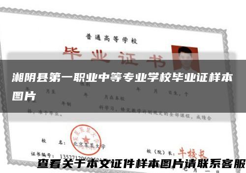 湘阴县第一职业中等专业学校毕业证样本图片缩略图