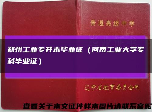 郑州工业专升本毕业证（河南工业大学专科毕业证）缩略图