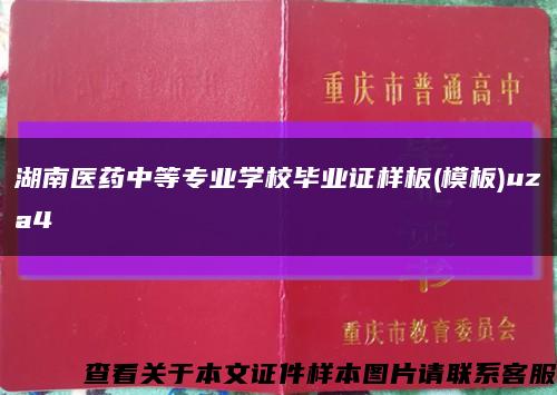 湖南医药中等专业学校毕业证样板(模板)uza4缩略图