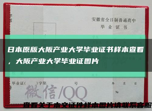 日本原版大阪产业大学毕业证书样本查看，大阪产业大学毕业证图片缩略图