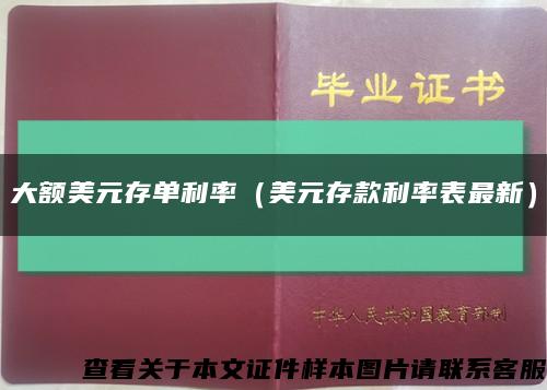 大额美元存单利率（美元存款利率表最新）缩略图