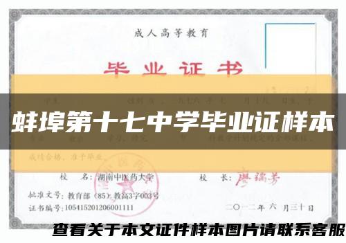 蚌埠第十七中学毕业证样本缩略图