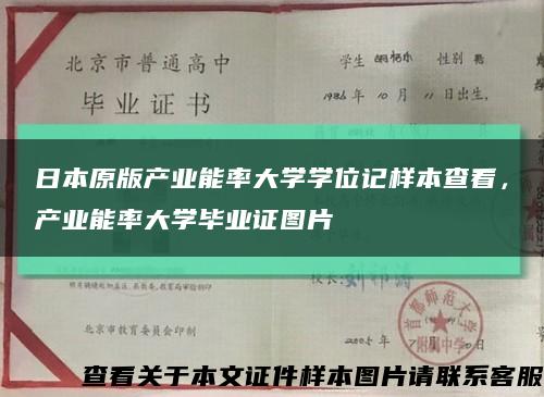 日本原版产业能率大学学位记样本查看，产业能率大学毕业证图片缩略图