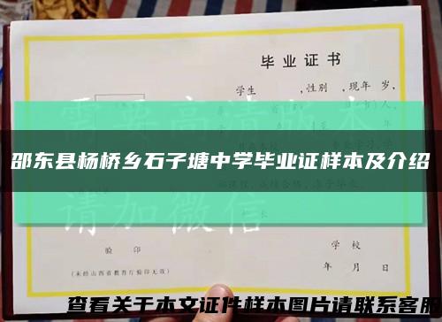 邵东县杨桥乡石子塘中学毕业证样本及介绍缩略图