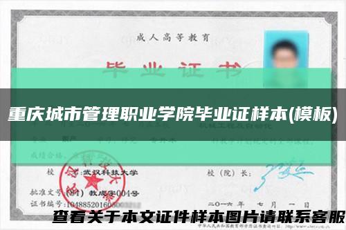 重庆城市管理职业学院毕业证样本(模板)缩略图