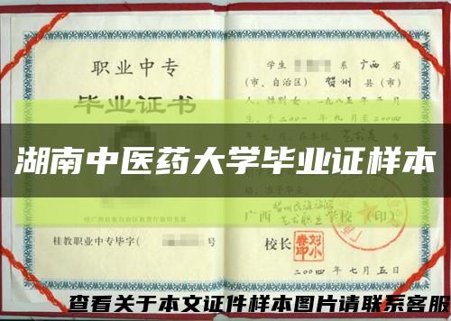 湖南中医药大学毕业证样本缩略图