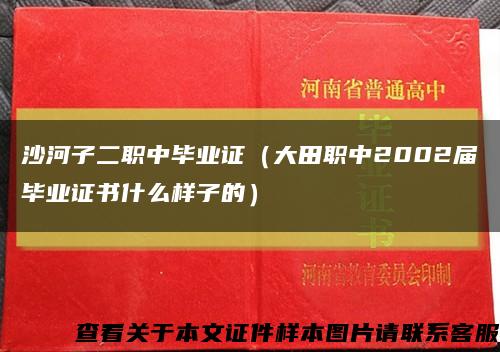 沙河子二职中毕业证（大田职中2002届毕业证书什么样子的）缩略图