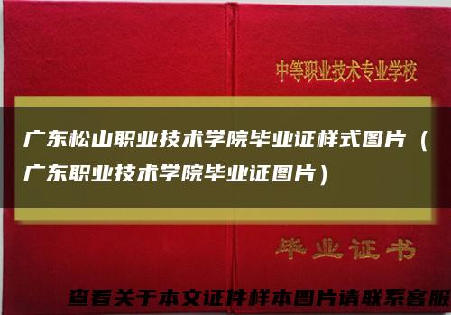 广东松山职业技术学院毕业证样式图片（广东职业技术学院毕业证图片）缩略图