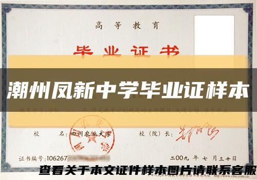 潮州凤新中学毕业证样本缩略图