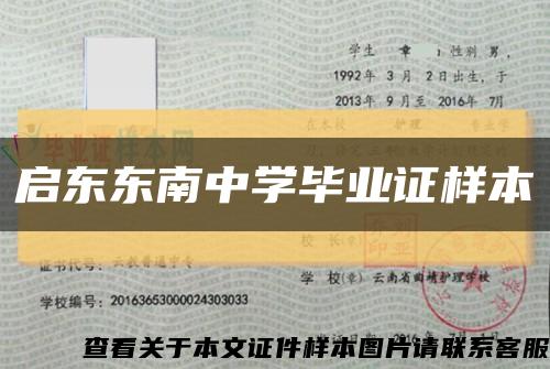 启东东南中学毕业证样本缩略图
