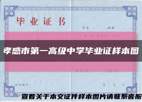孝感市第一高级中学毕业证样本图缩略图