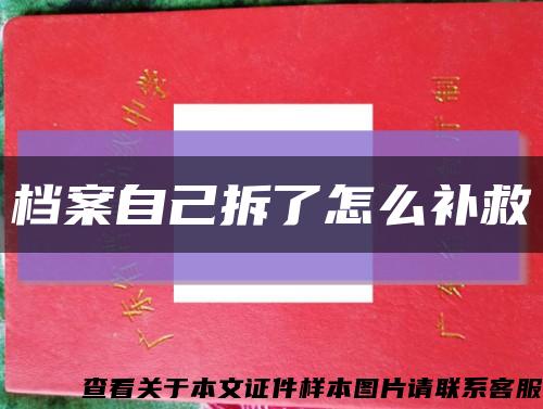 档案自己拆了怎么补救缩略图