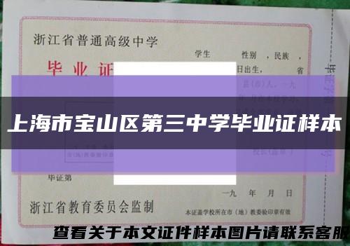 上海市宝山区第三中学毕业证样本缩略图