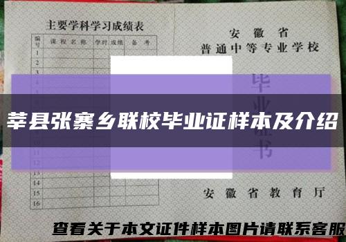 莘县张寨乡联校毕业证样本及介绍缩略图