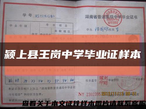 颍上县王岗中学毕业证样本缩略图