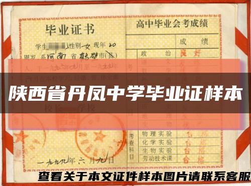 陕西省丹凤中学毕业证样本缩略图