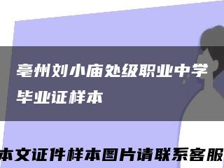 亳州刘小庙处级职业中学毕业证样本缩略图