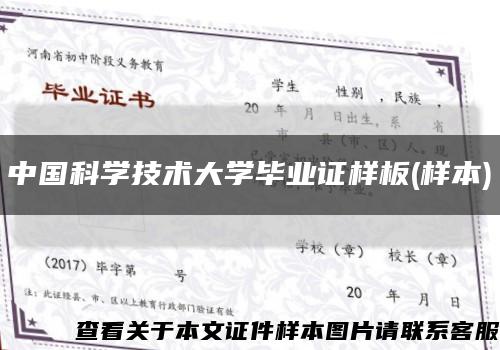 中国科学技术大学毕业证样板(样本)缩略图