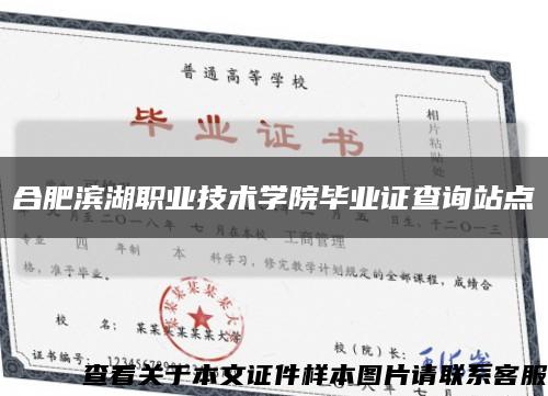 合肥滨湖职业技术学院毕业证查询站点缩略图