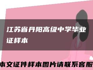 江苏省丹阳高级中学毕业证样本缩略图