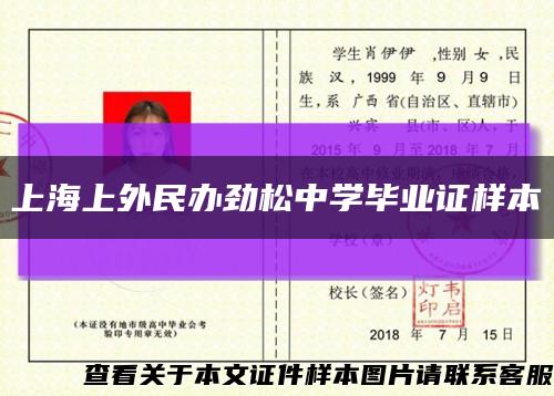 上海上外民办劲松中学毕业证样本缩略图
