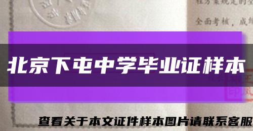 北京下屯中学毕业证样本缩略图