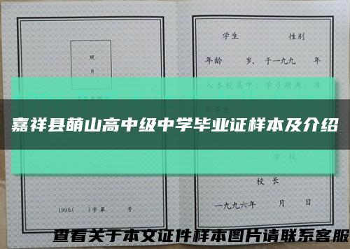 嘉祥县萌山高中级中学毕业证样本及介绍缩略图