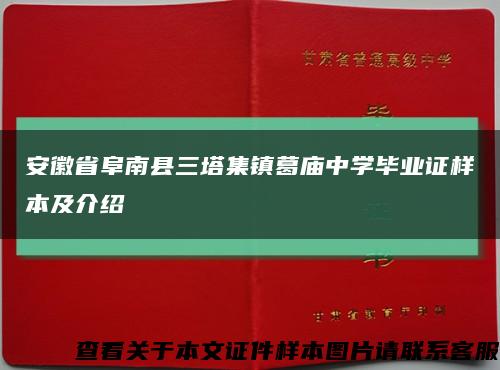 安徽省阜南县三塔集镇葛庙中学毕业证样本及介绍缩略图